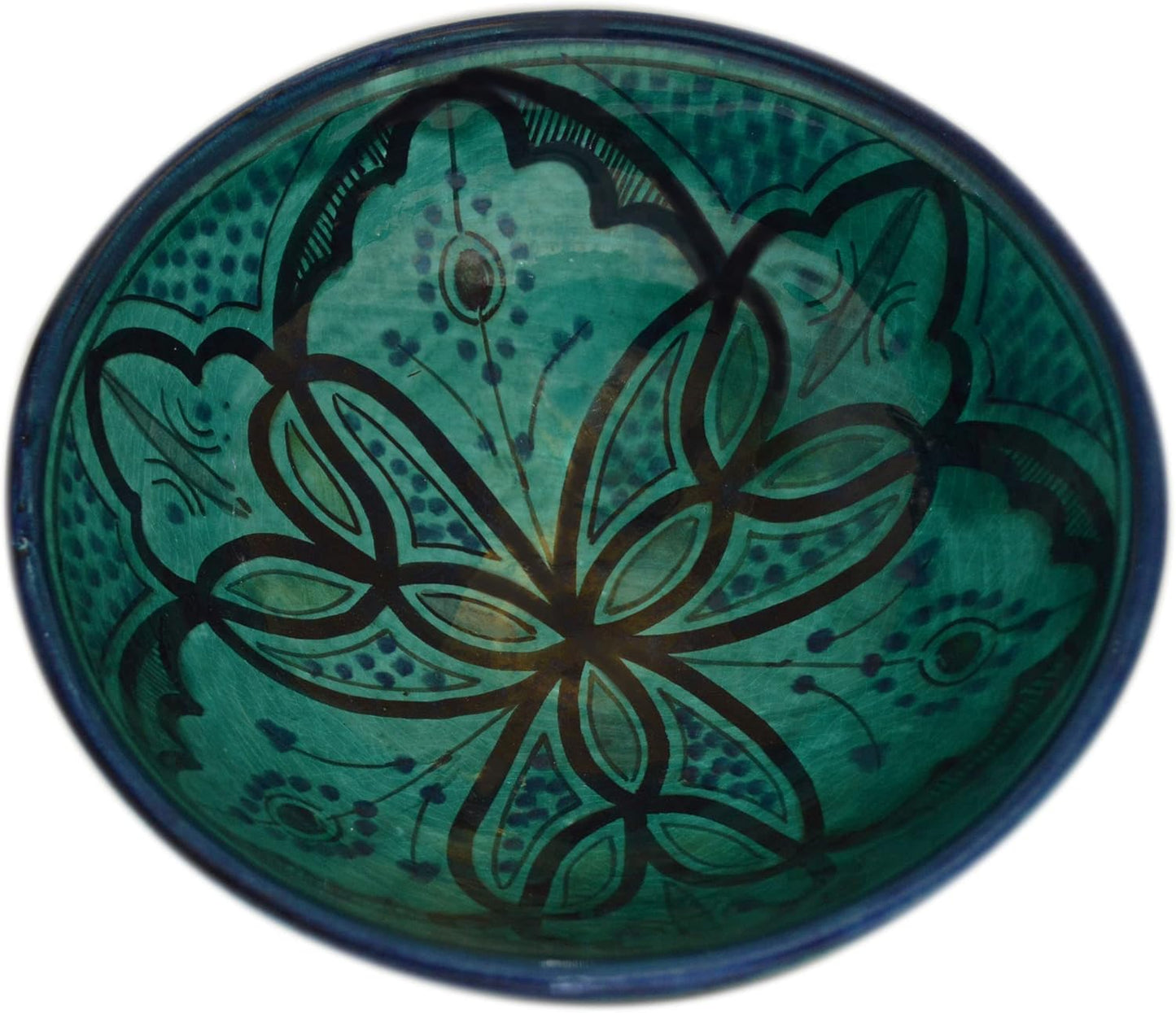 Ceramic Bowls Moroccan Handmade Serving Bowl Aqua 8 inches in Diameter