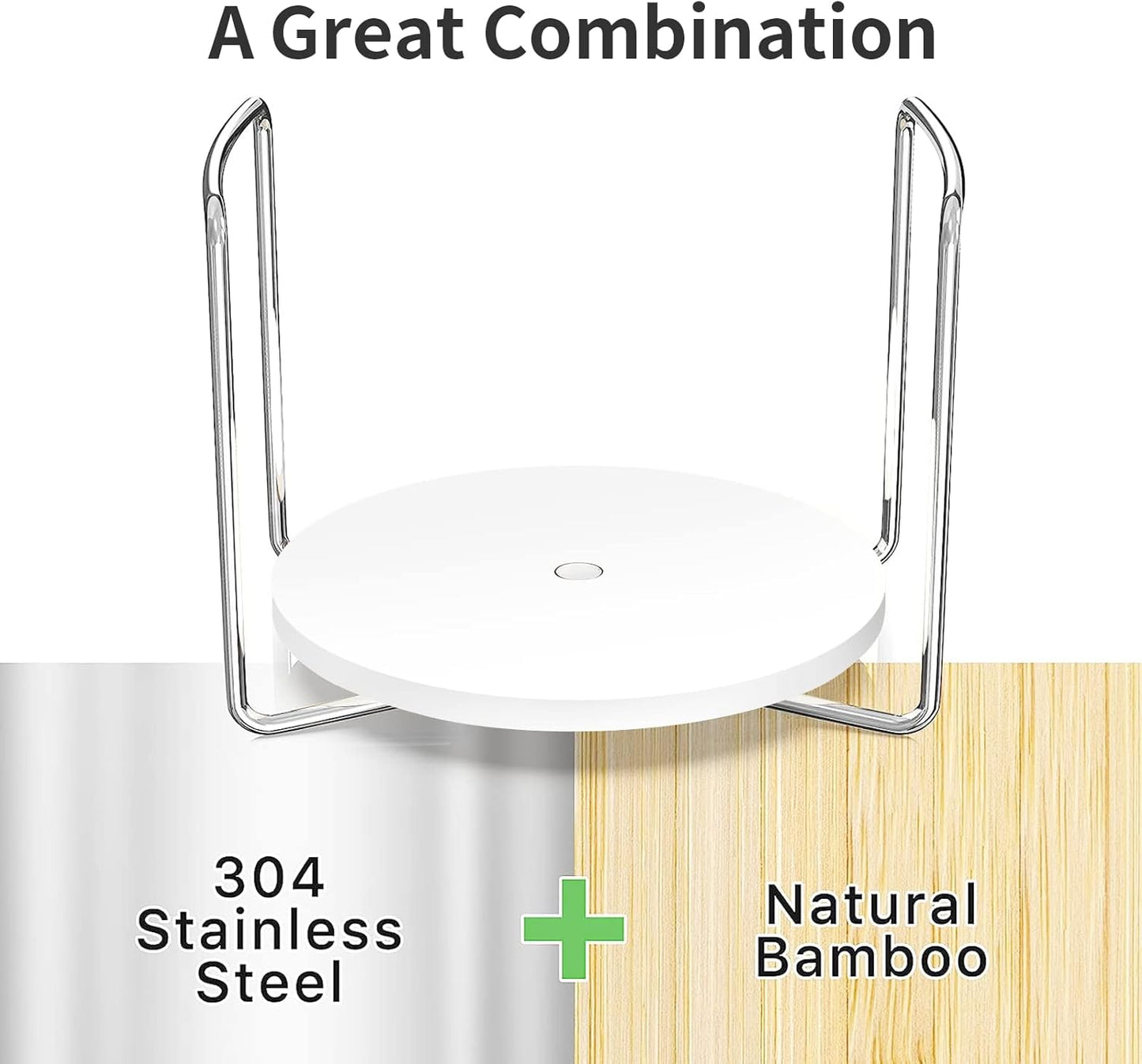 Wisuce Dish Racks for Kitchen Countertop Organizer - Bamboo Plate Holder Adjustable Size | Stainless Steel 304 Portable Handle for Kitchen Drawer Countertop Cupboard Shelf