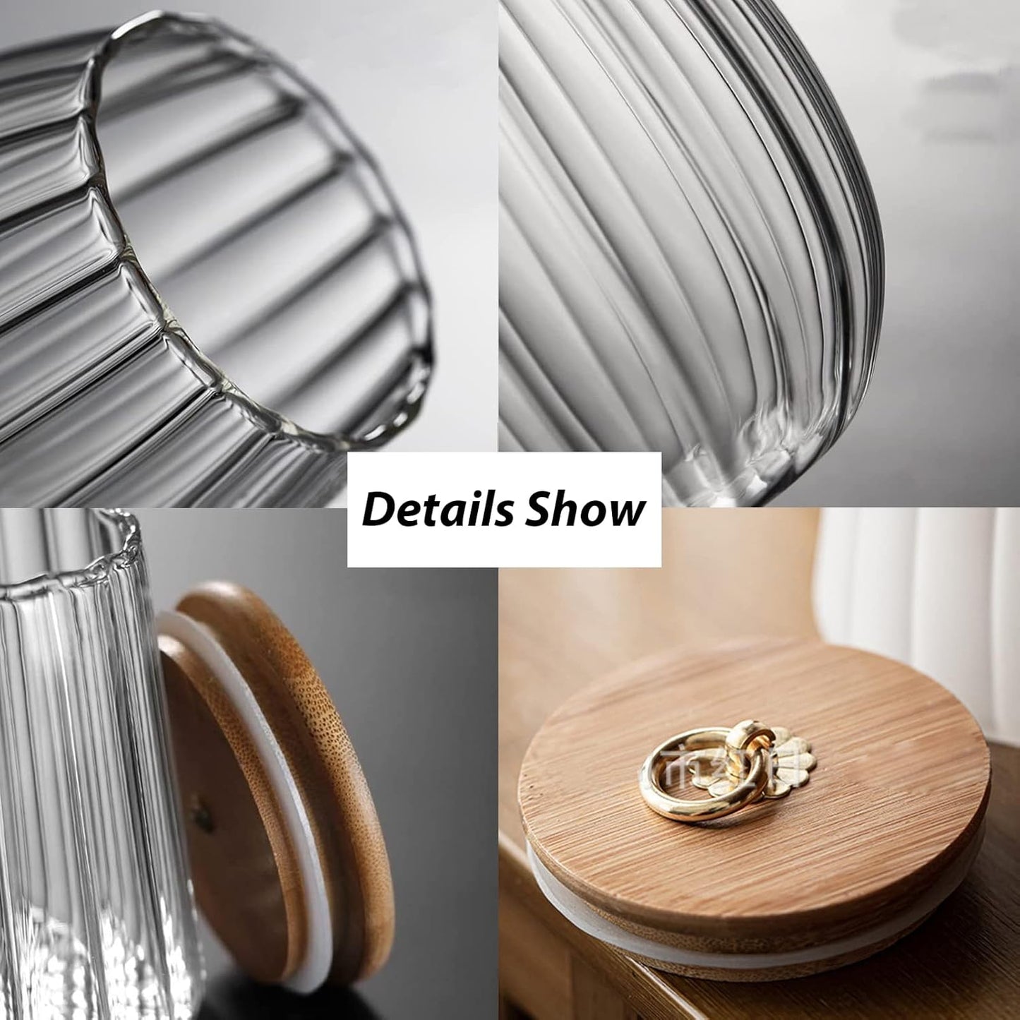 Viovian 25FL OZ Glass Candy Jar with Wood Lid Clear Decorative Vintage Glass Storage Jars Canister for Food Coffee Beans Nuts Sugar Cookies 750ml