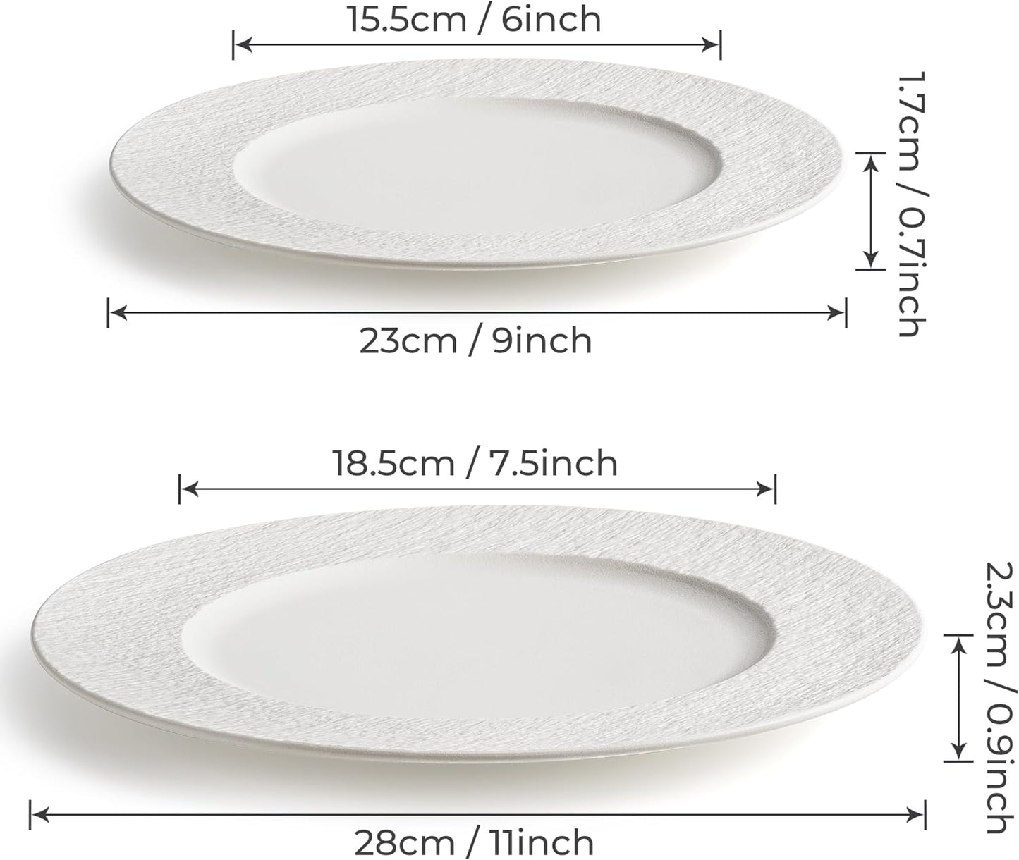 MIAMIO - 9 Inch, Set of 4 Dinner Plates/Ceramic Plate Set, Crockery Set - Modern Plates, Microwave and Dishwasher Safe - Oasis Collection