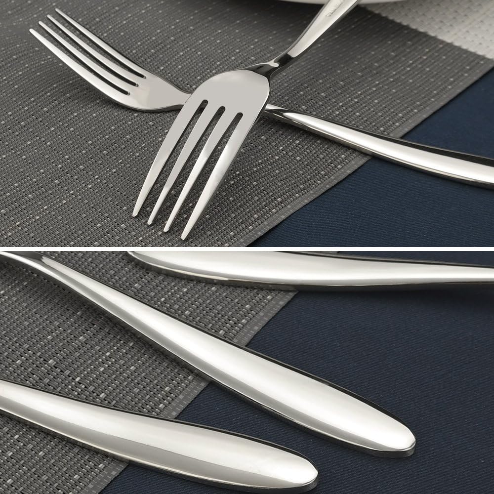 Ramddy Dinner Fork Flatware Set, 18/10 Stainless Steel Table Forks, 12 Pieces, A