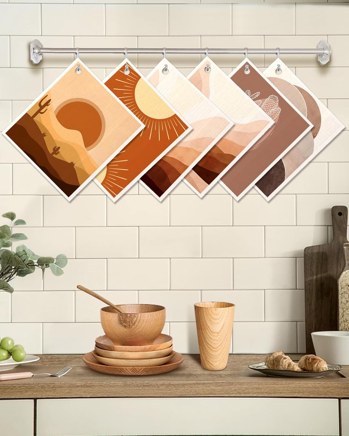 6 Pack Swedish Dishcloths for Kitchen - Reusable Dish Cloths for Washing Dishes Absorbent Cute Funny Kitchen Towels Cleaning Sponge, Sunrise