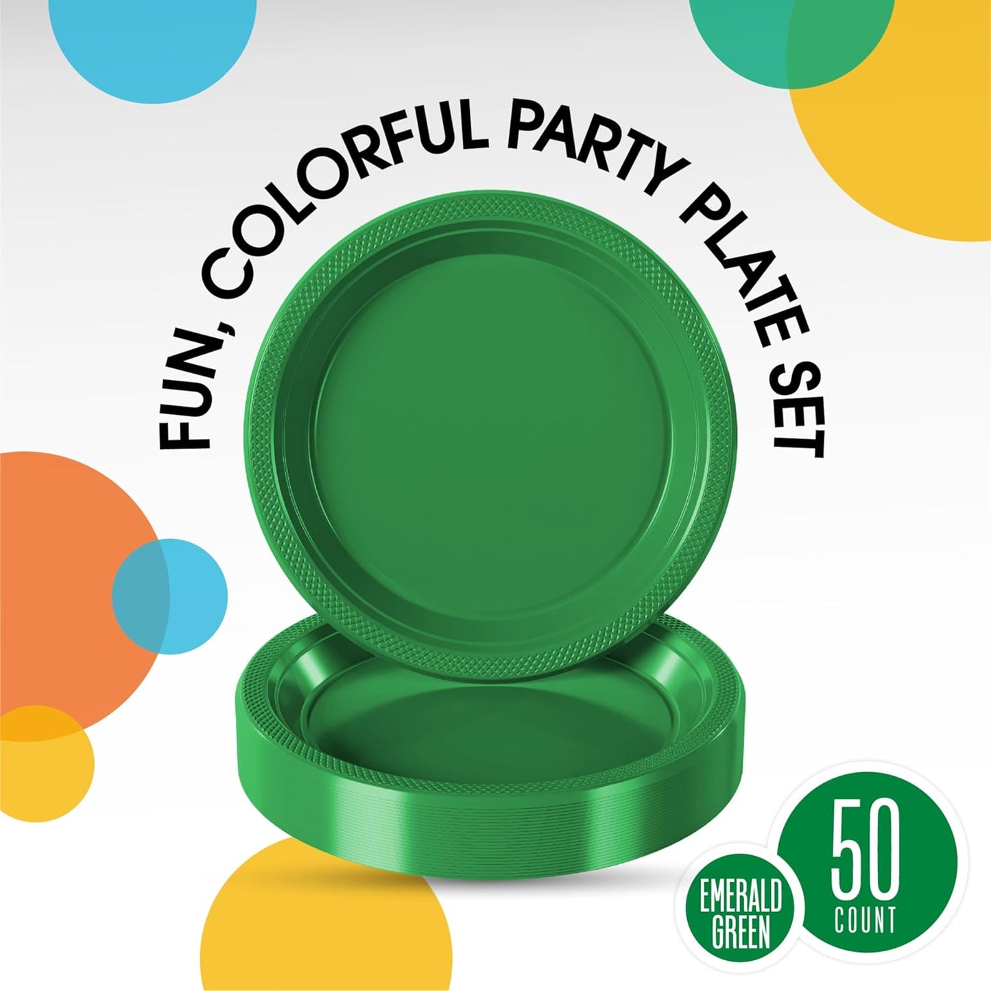Exquisite Party Solids Green Plastic Plates For Party Supplies 10" Green Disposable Plates Heavy Duty 50 Pcs Plastic Dinnerware Sets Heavy Duty 350 GSM Disposable Dinnerware Set