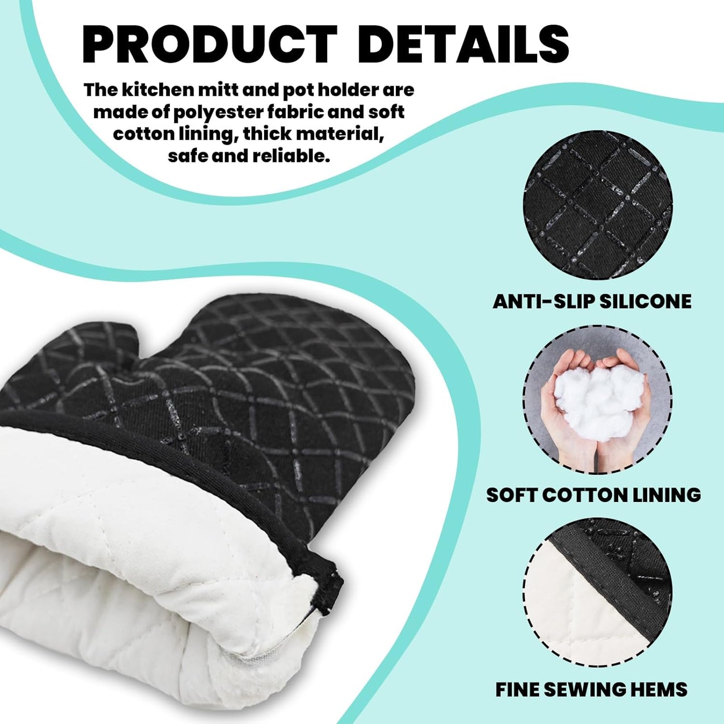 Funny Oven Mitts and Pot Holders（Set of 2） I Cook as Good as I Look Silicone Non-Slip Oven Mitts Heat Resistant Mitts with Hanging Loop Novelty Kitchen Gifts for Chef Cook Lover Man Friend