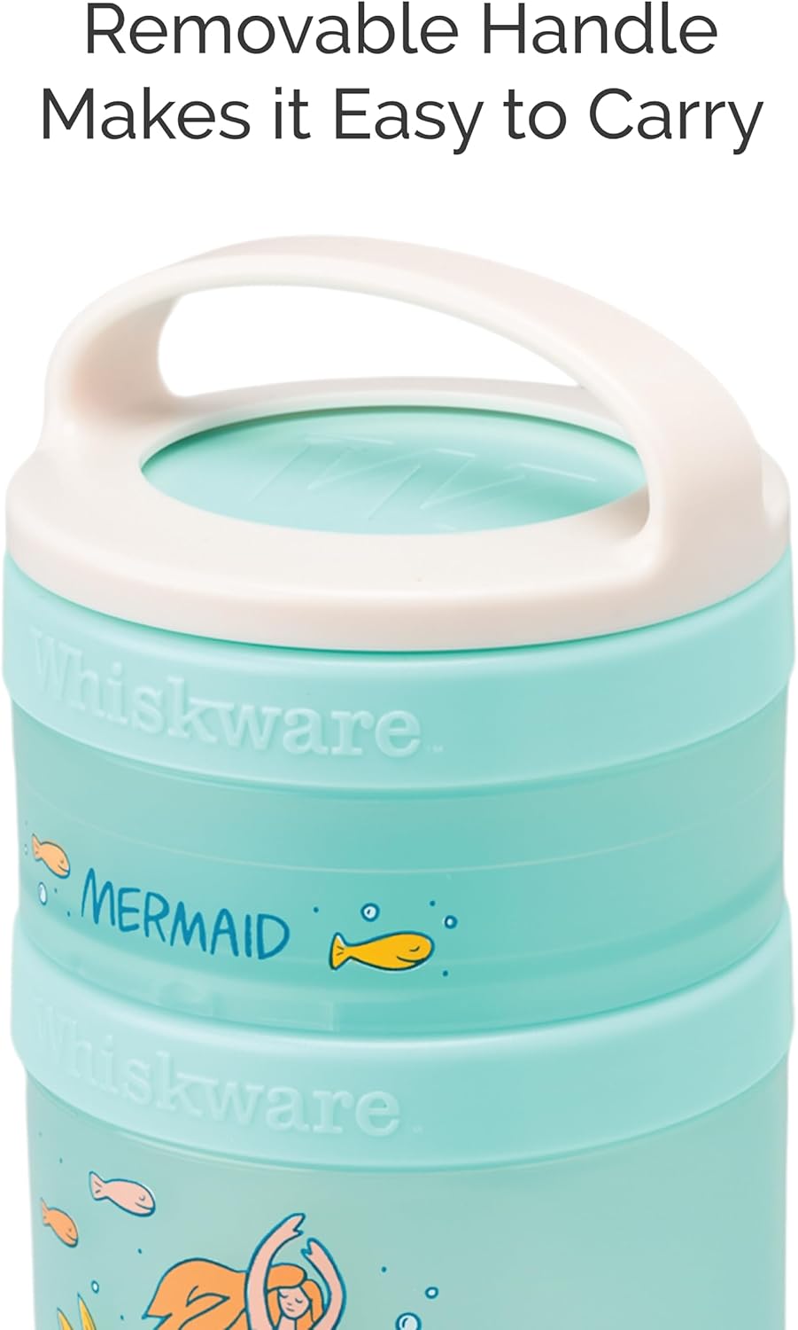 Whiskware Stackable Snack Containers for Kids and Toddlers, 3 Stackable Snack Cups for School or Travel, Mermaid (Pack of 1)