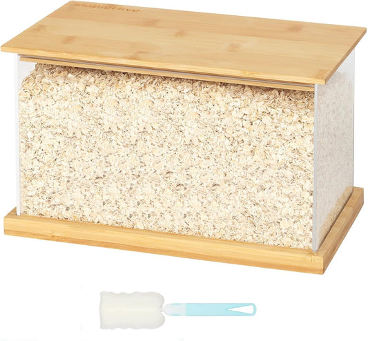 Large Bamboo Lid Food Storage Containers,155oz/4.6L,Pantry Organizers for Cereal, Rice, Flour,Fruit,Onion and Pet Snacks