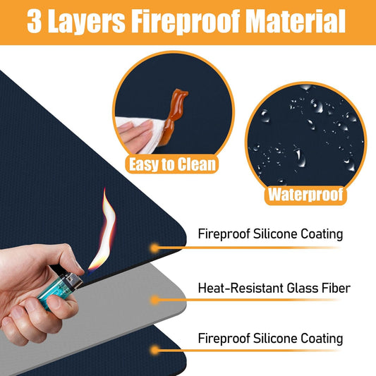 Heat Resistant Mat for Air Fryer, 16 x 24in Heat Resistant Mat for Countertop, Fireproof Silicone Countertop Protector Appliance Slider Mat for Air Fryer, Coffee Maker, Toaster, Oven - Blue