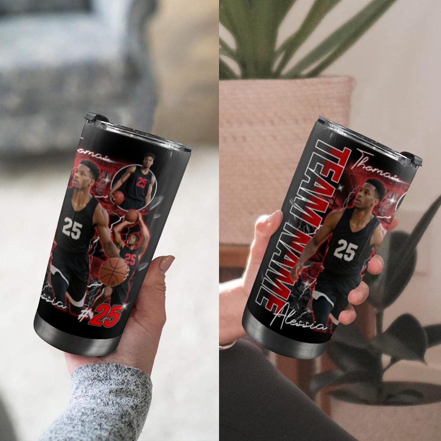 YESCUSTOM Personalized Tumbler With Photos For Basketball Lover Boyfriend Stainless Steel Travel Mug Insulated