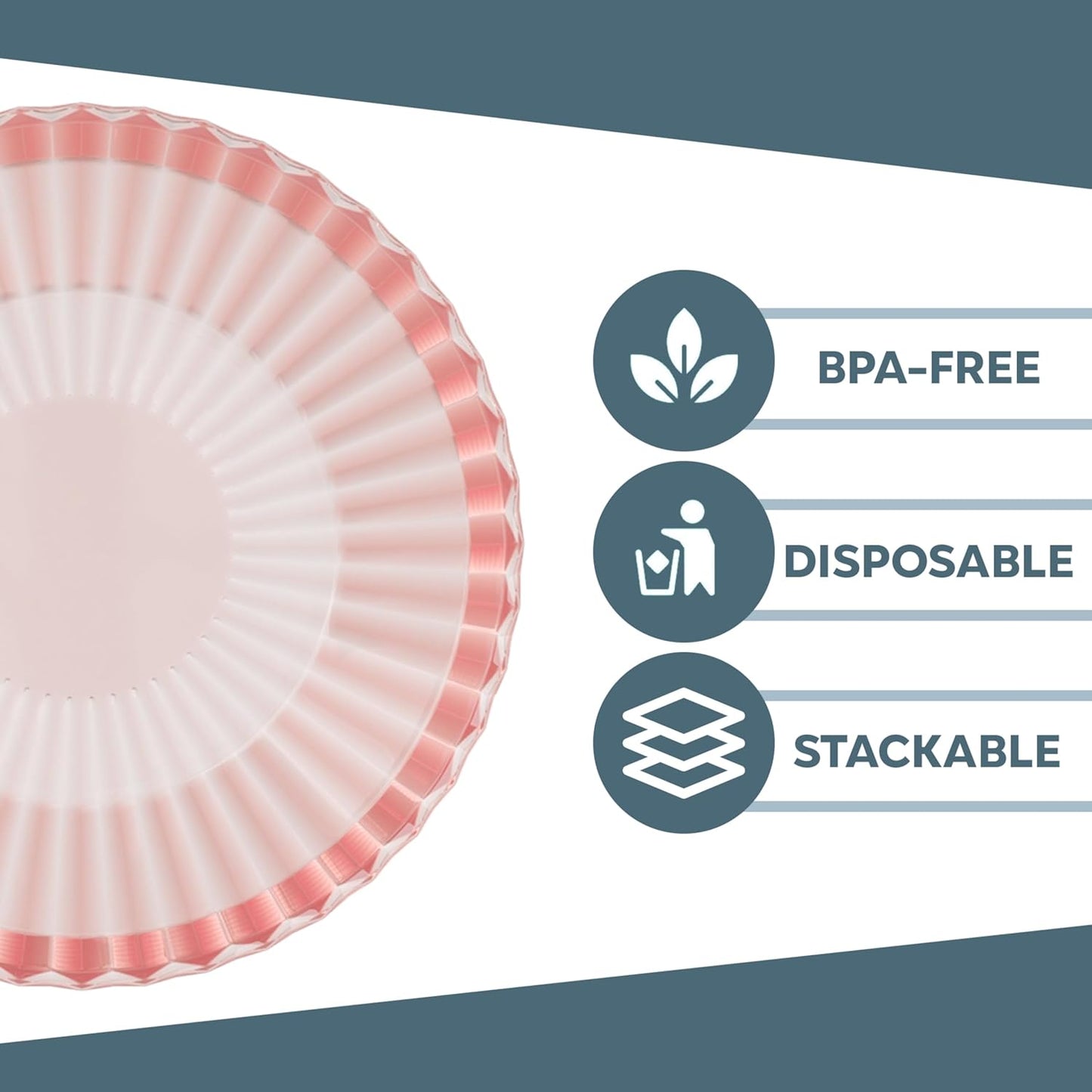 Exquisite Pink Plastic Bowls Disposable - 16 Oz - 20 Count - Disposable Soup Bowls - Great for Weddings Parties And Formal Occasions