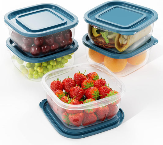 5PCS Rectangle Plastic Portion Box Sets with Lids.Food Storage Box,Container Sets,Food Storage,Food Containers,Plastic Food Container,use for School,Work and Travel,950ML Per Box.