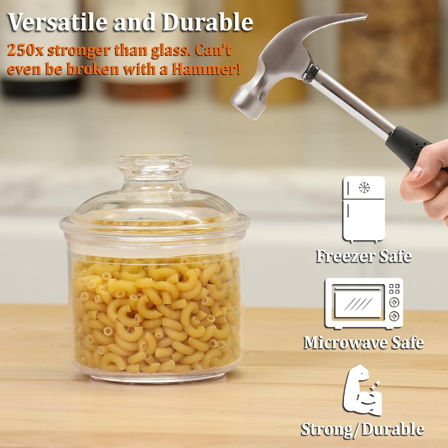 JOEY'Z 13.5OZ - Acrylic Airtight Candy Jar Cookie Jar - Candy Jars with Lids Apothecary Jars With Lids - Laundry Pods Container Laundry Pod Container