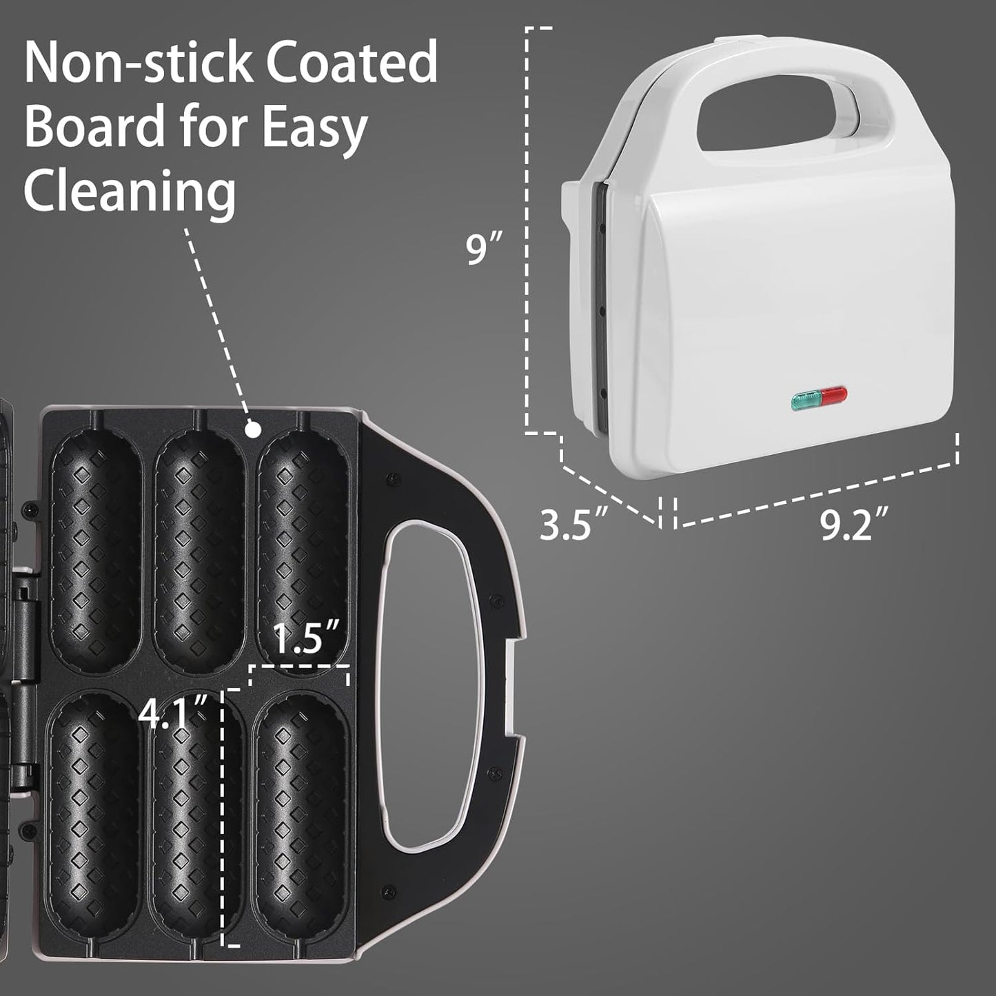 Corn Dog Waffle Maker, Hot Dog Waffle Machine with Non-stick Coating Plate, Hot Dog Maker Toaster Make 6 Corn Dogs, Corn Dog Waffle Machine Make Corn Dog in Minutes, Easy to Clean, White