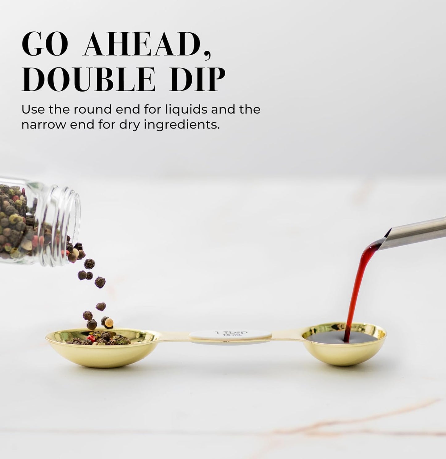 White and Gold Magnetic Measuring Spoons – Stainless Steel Double Sided Measuring Spoons for Cooking and Baking – Cute White and Gold Kitchen Accessories, Ideal for Gifting