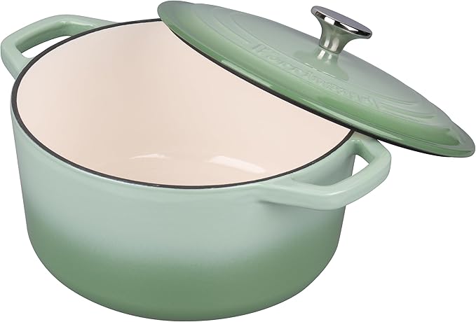 Enameled Cast Iron Dutch Oven Pot with Lid, for Bread Baking, Round Bread Oven- include Sourdough Bread Baking Supplies Set, 6QT, Green