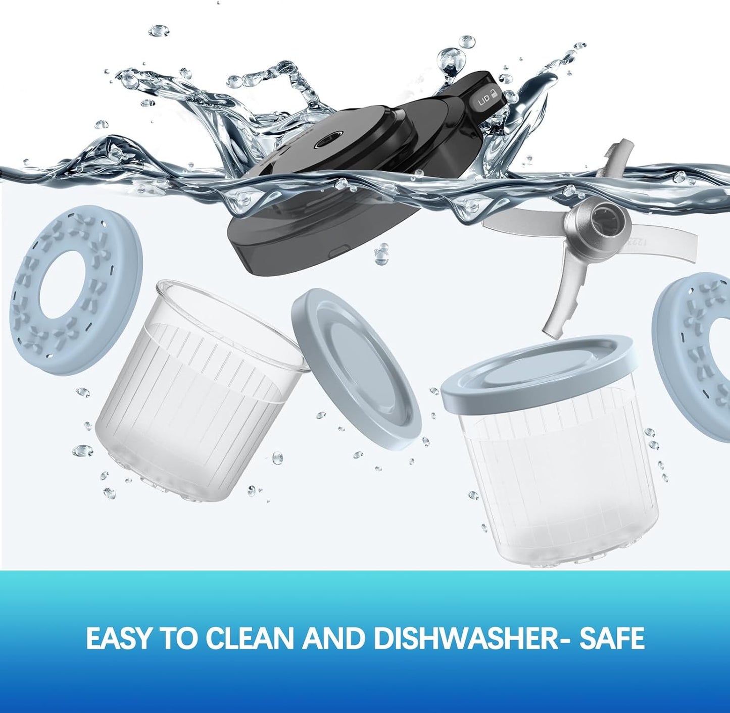 for Ninja Creami Containers, Compatible with NC299AMZ & NC300s Series Creami Ice Cream Makers, 16OZ Creami and Lids 4 Pack, Extra Cups Replacement for Ninja Creamy Pints, Airtight Dishwasher Safe