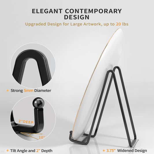 8 Inch Large Plate Stands for Display - Metal Square Wire Plate Holder Display Stand + Picture Stand for Book, Platter, Plaque, Photo Easel (2 Pack)