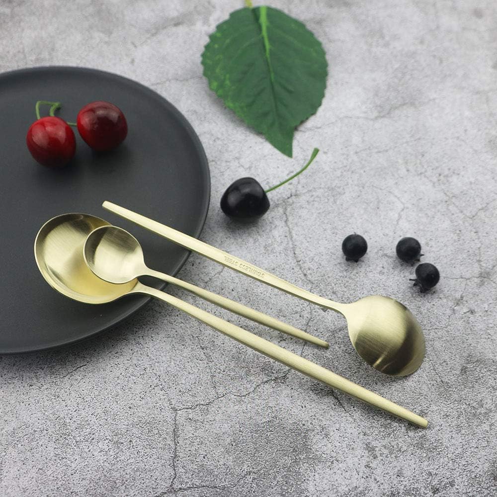 JASHII Silverware Set, 36 Piece Food Grade Stainless Steel Flatware Set Fork Spoon Knife Utensils for Daily Use and Party, Service for 6 Anti Rust, Safe in Dishwasher (Matte Champagne gold)