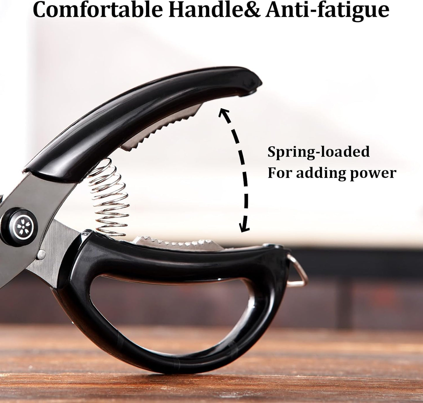 Titanium Kitchen Shears, Heavy Duty Poultry Shears for Bones, Ultra Sharp Kitchen Scissors with Spring Loaded, Dishwasher Safe, Black