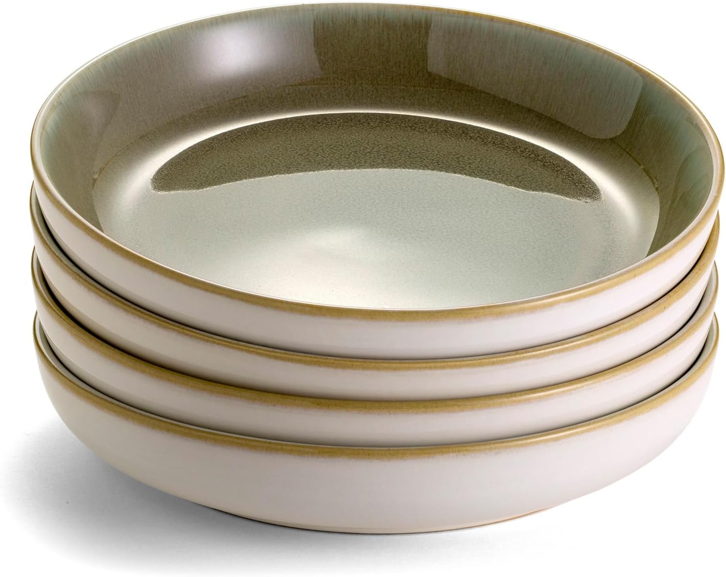 Sango Resona Moss Green Stoneware Bowls (Set of 4) – Durable Stoneware with Reactive Glaze Finish, Microwave & Dishwasher Safe, Perfect for Everyday Dining & Entertainment
