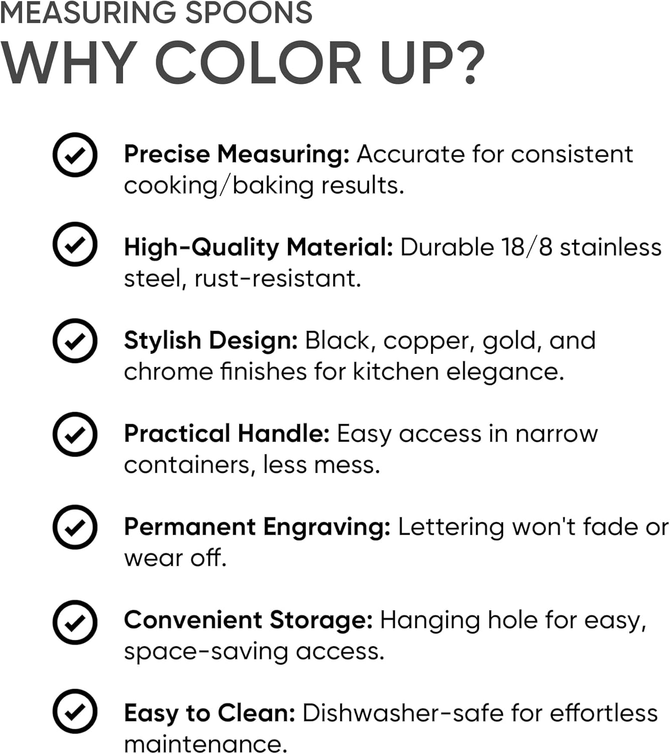 Color Up Premium 1 Tablespoon Measuring Spoon (15 ml) - Stainless Steel Gold Finish, Accurate TBSP for Wet & Dry Ingredients - One Single Table Spoon