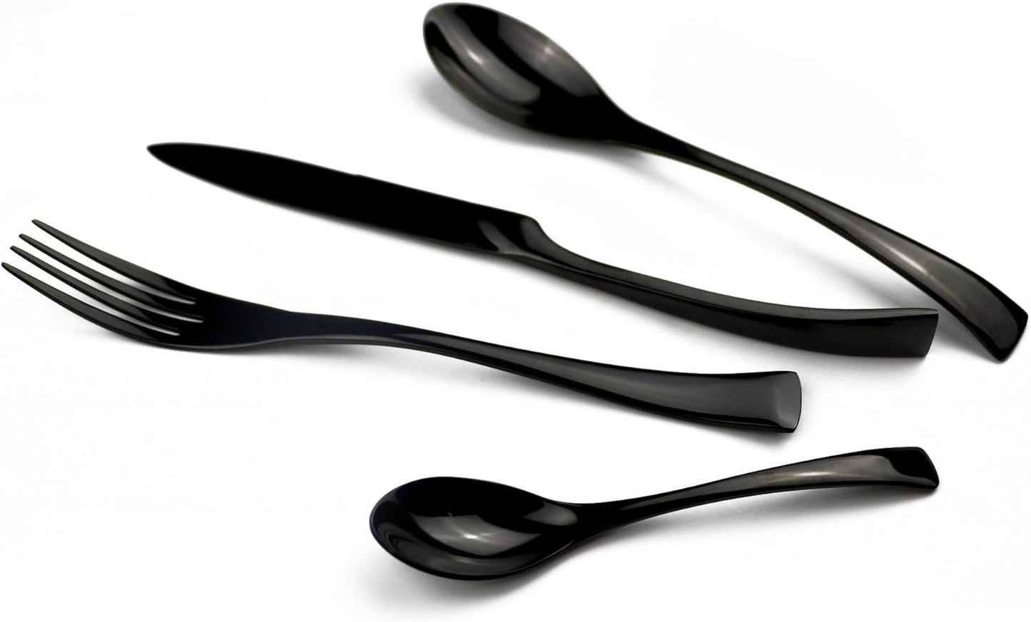 20-Piece 18/10 Stainless Steel Flatware Set Mirror Polishing Black, Serive for 4