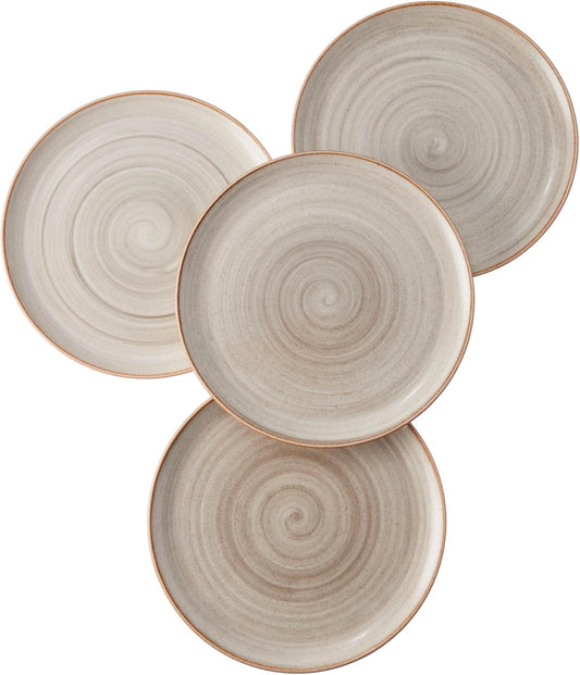 Corona 4 plates Set | Gray Caoba 11.1in | Service for 4|Ceramic| Hand Painted| Set 4 platos Pandos|Cerámica