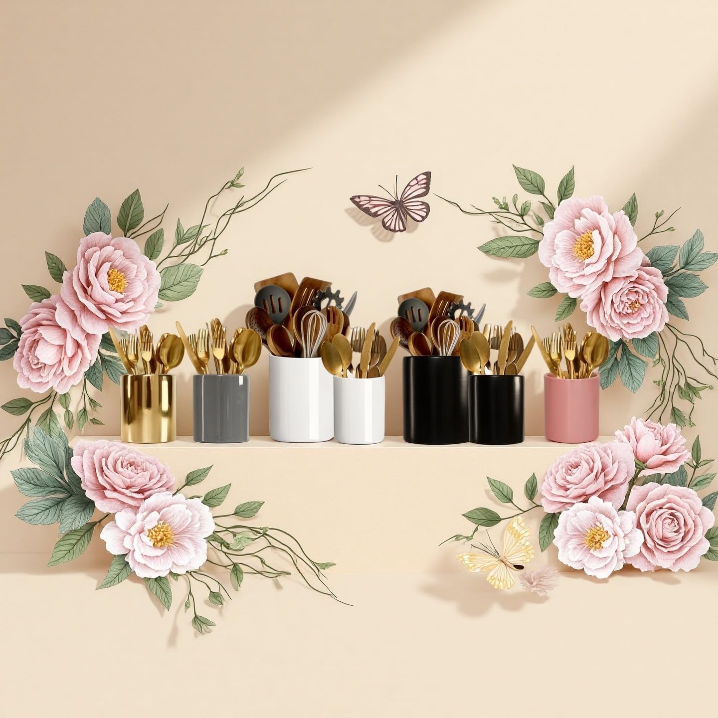 3pcs Silverware Holder for Countertop,Sturdy Porcelain Flatware Holder Decorate Buffet Table