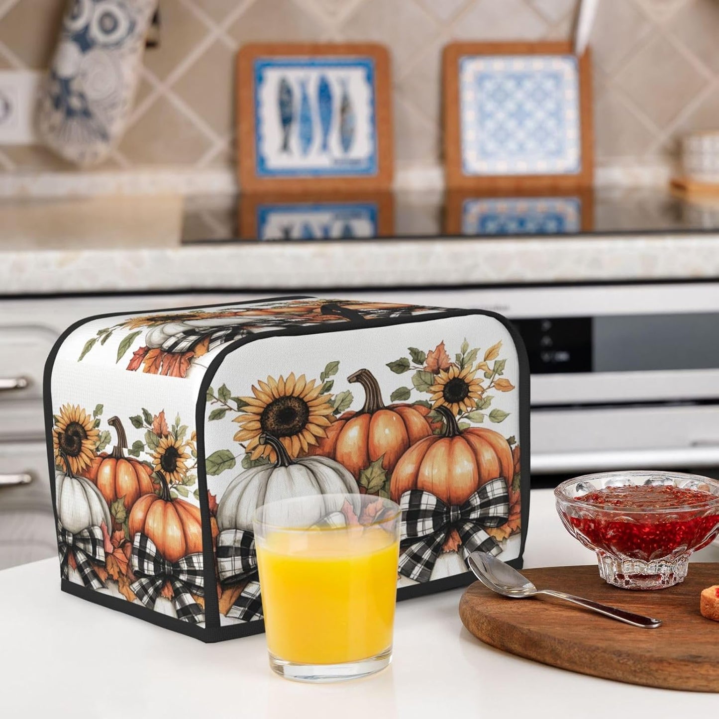 Toaster Cover 2 Slice Pumpkin Sunflower Fall Thanksgiving Kitchen Small Appliance Covers with Pockets Dust and Fingerprint Protection