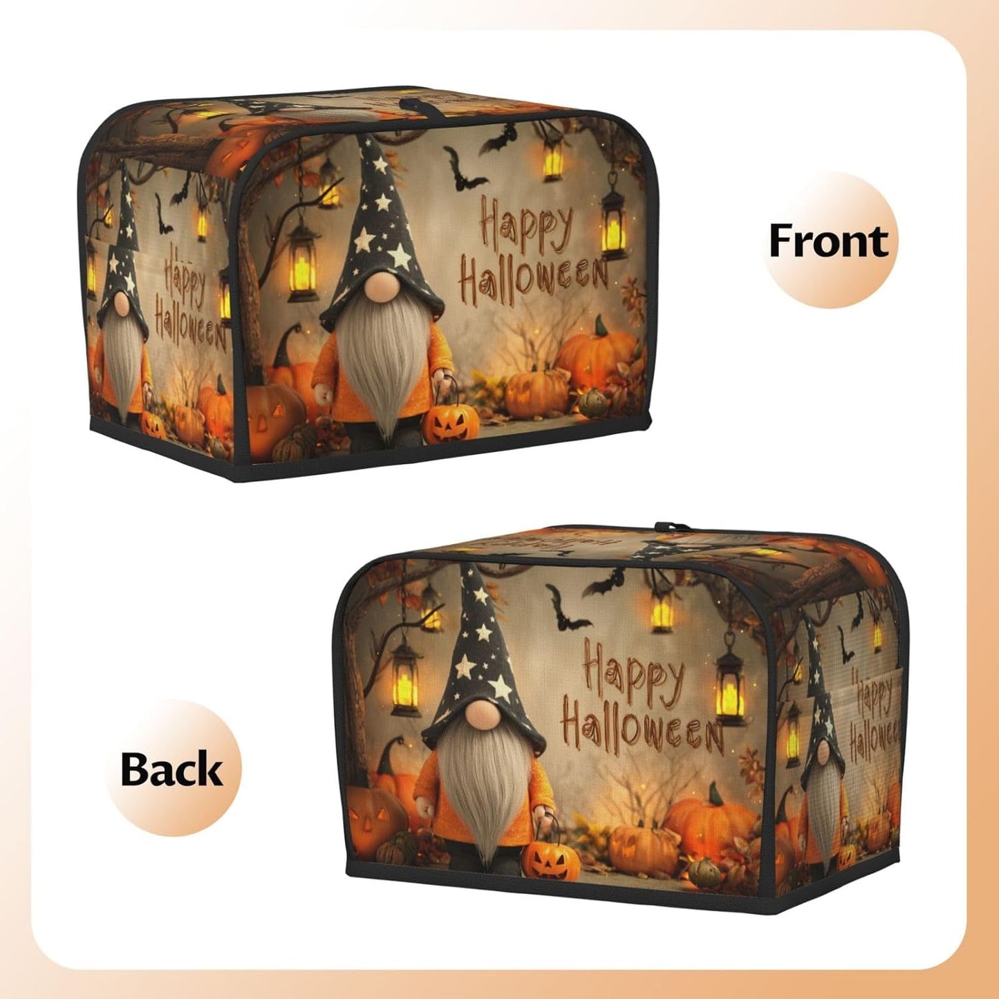 Toaster Cover 2 Slice Halloween Gnome Pumpkin Kitchen Small Appliance Covers with Pockets Dust and Fingerprint Protection
