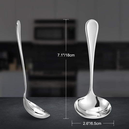 KEAWELL Premium 7.1" Verona Gravy Ladle, 18/10 Stainless Steel, Heavy-Duty with Deep Bowl, High-Polished Finish, Ergonomic Handle for Smooth Pouring, Dishwasher Safe (1, 7.1" Gravy Ladle)