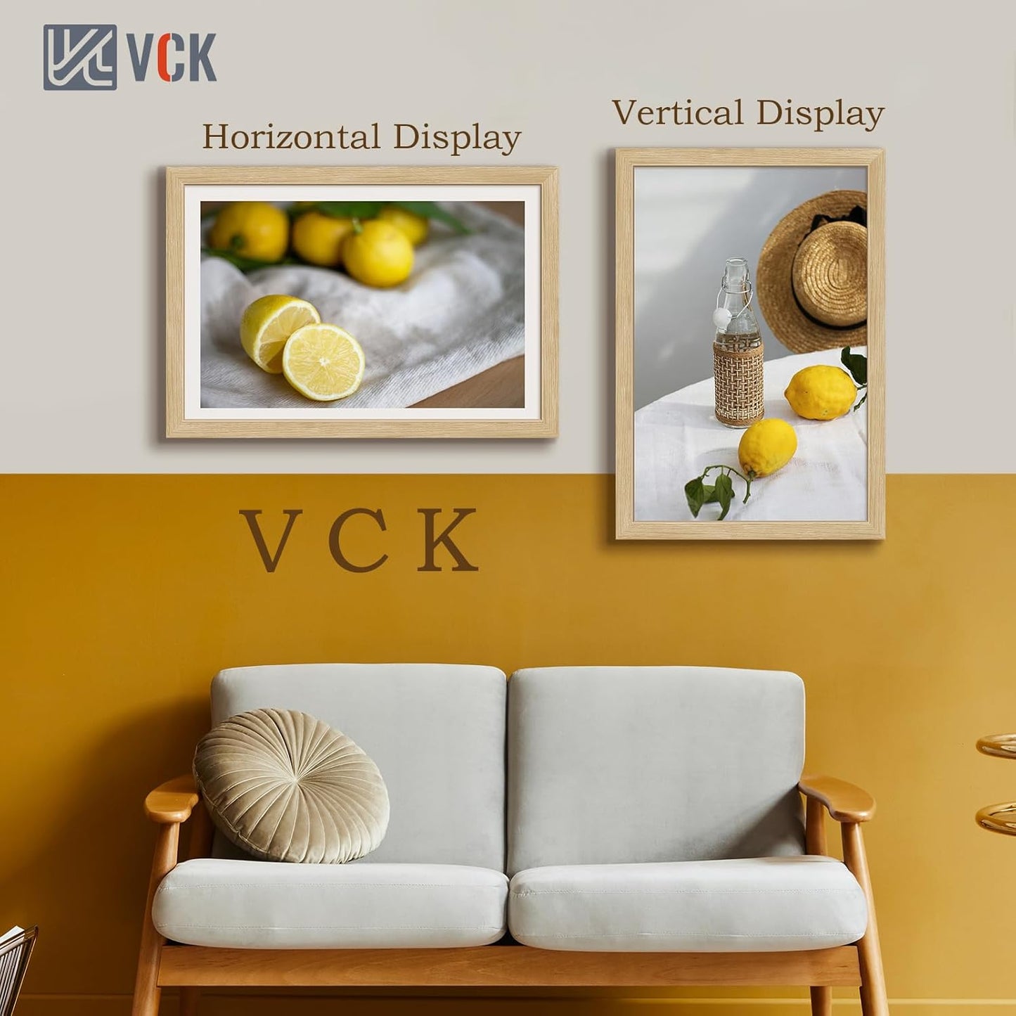 VCK 16x24 Oak Wood Frame for Poster & Picture, Natural Solid Wood Photo Frames 5 Pack, Wall Gallery Frame