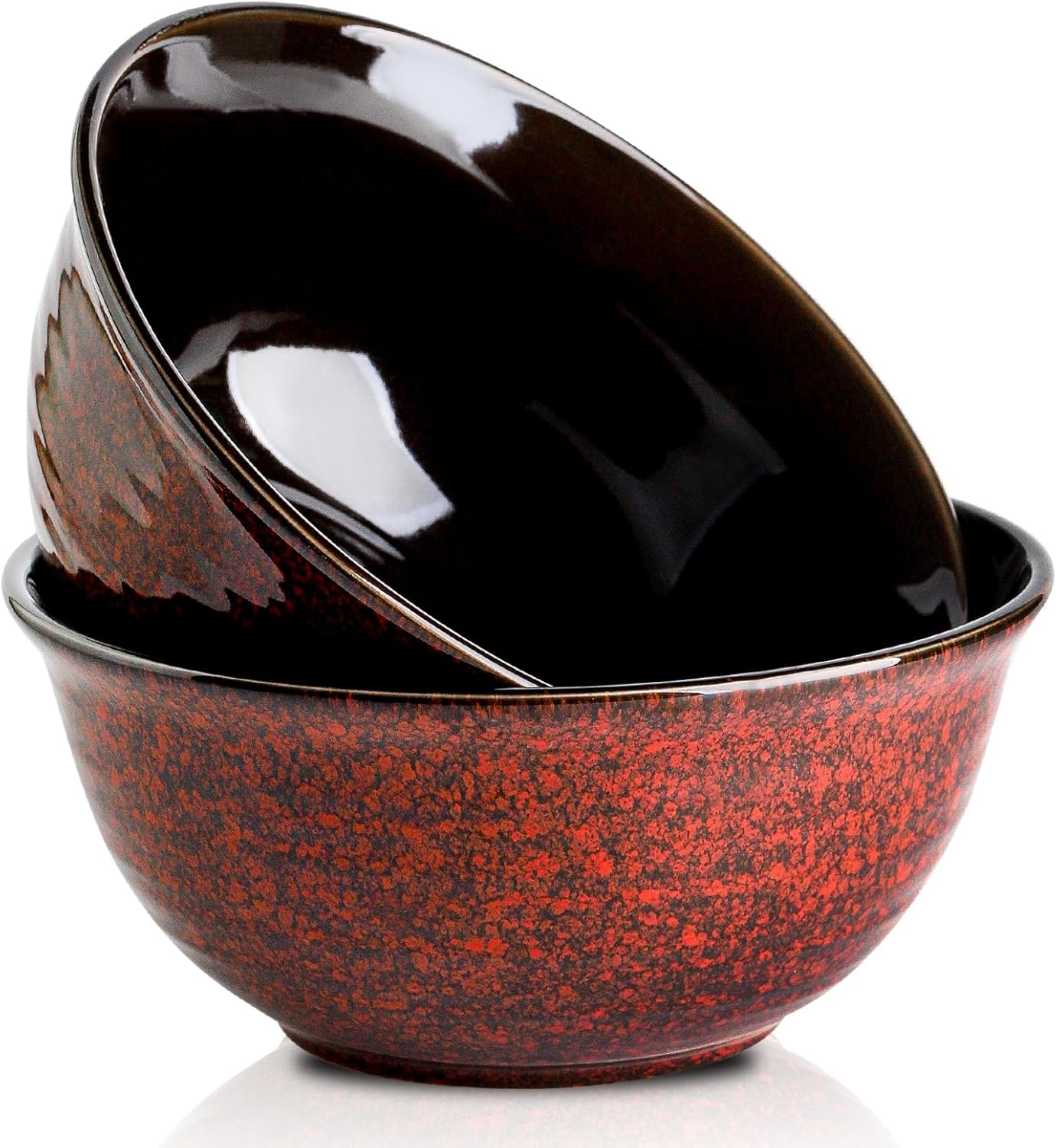 Hasense Serving Bowls, 84 Ounce Ceramic Mixing Bowls Set of 2 for Kitchen, Large Salad Nesting Bowls for Cooking,Baking,Soup,Pasta,Fruit, Microwave & Dishwasher Safe(Red)