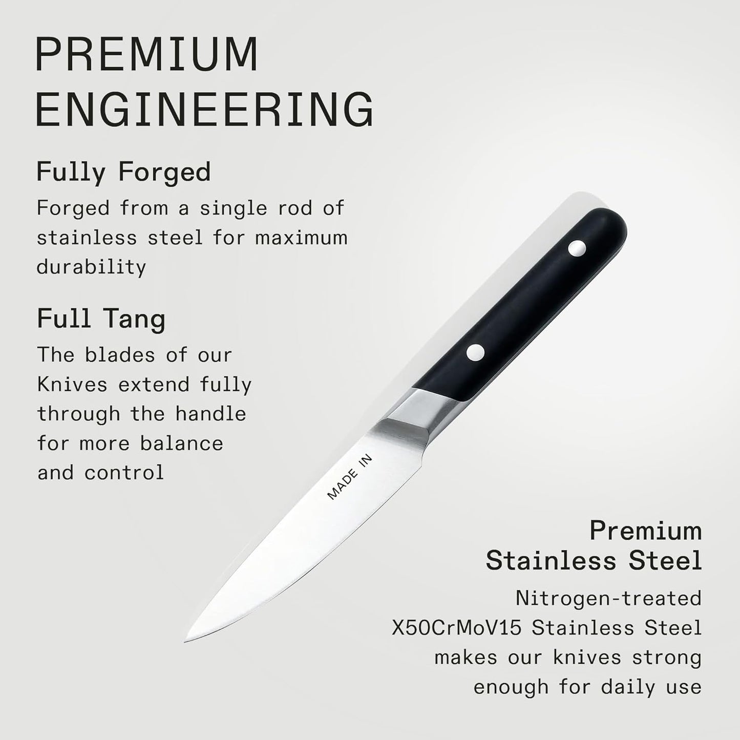 Made In Cookware - 4" Paring Knife France - Full Tang With Truffle Black Handle