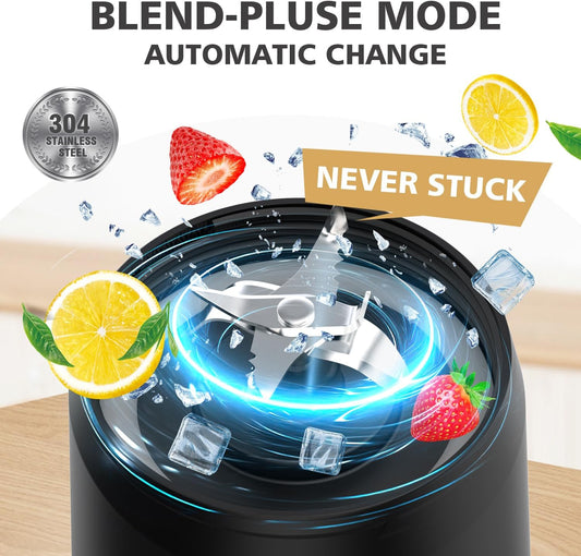 Portable Personal Blender for Smoothies, Protein Shakes, Frozen Drinks - 24Oz Blender Cup Bottle with Sip Spout, Travel Lid, USB-C Rechargeable, Cordless - Mini Small Blenders for Kitchen, Gym, Office