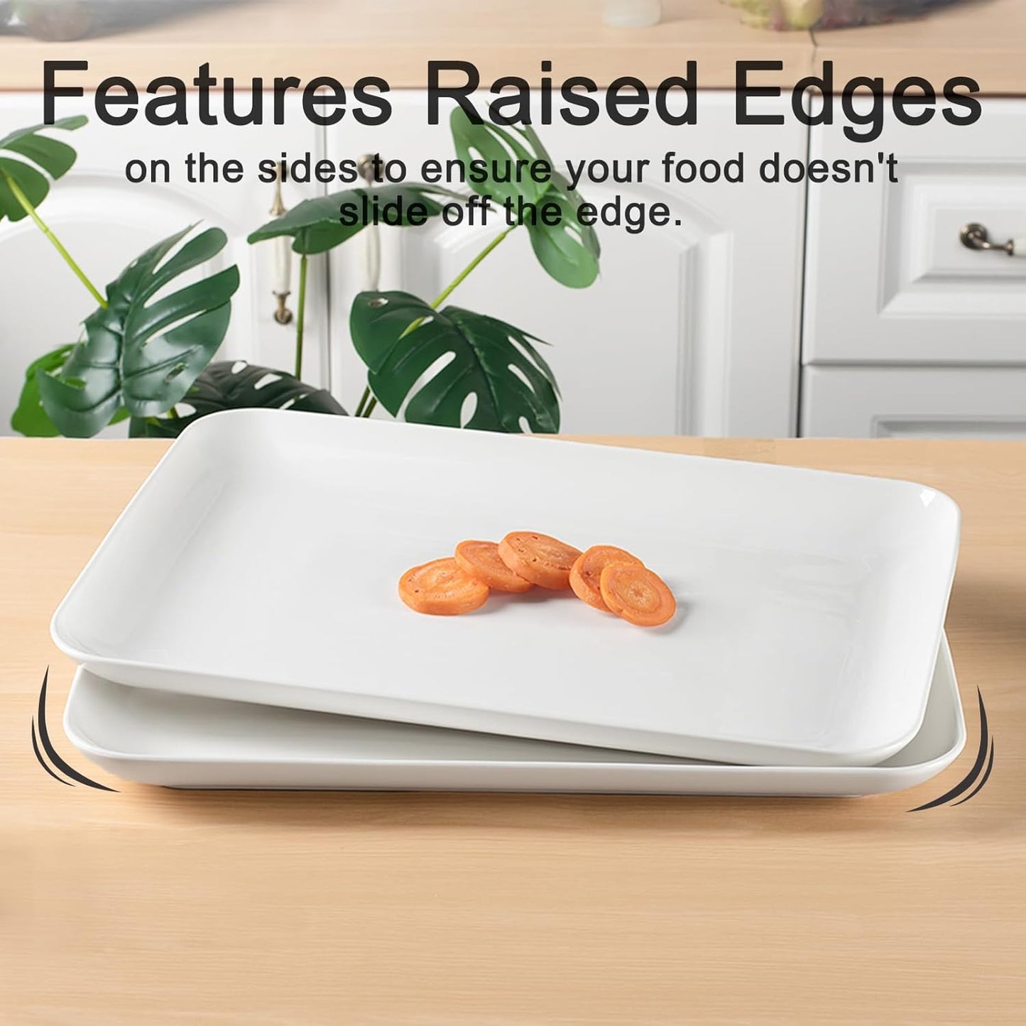 DELLING Large Serving Platter, 18" x 12.3" Serving Tray-Set of 2, White Platters for Serving Food, Serving Trays for Party, Fruit, Appetizer, Serving Trays for Entertaining at Parties and Weddings