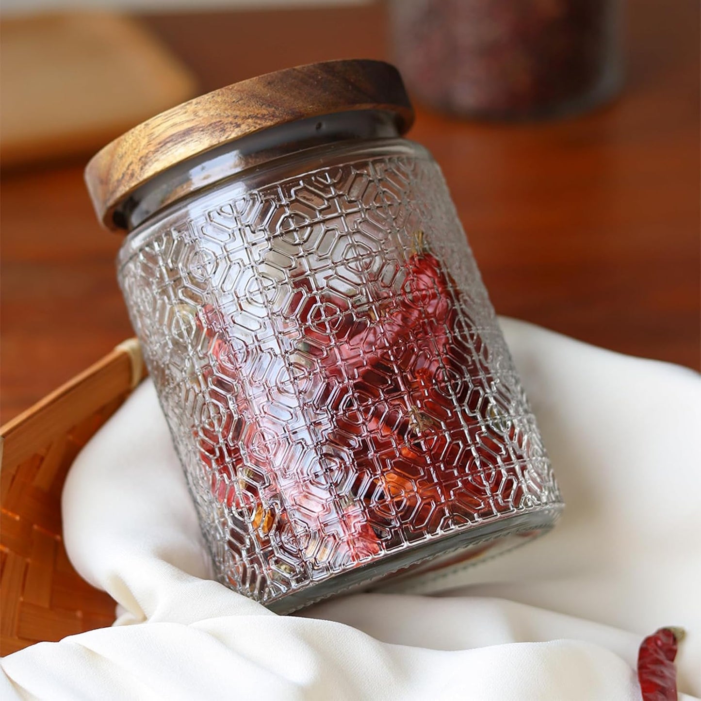 24oz Vintage Glass Canister With Lid Small Glass Jars Wide Mouth Mason Jars Airtight Coffee Canisters Kitchen Storage Containers For Sugar Tea Spice Flour Candy Cookie Cereal Cute Decorative