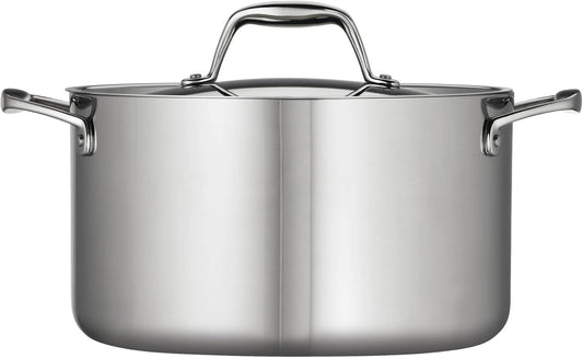 Tramontina Signature Tri-Ply Clad Stainless Steel 6-Quart Sauce Pot with Lid, Induction-Ready Pot, Dishwasher-Safe, NSF-Certified, Made in Brazil