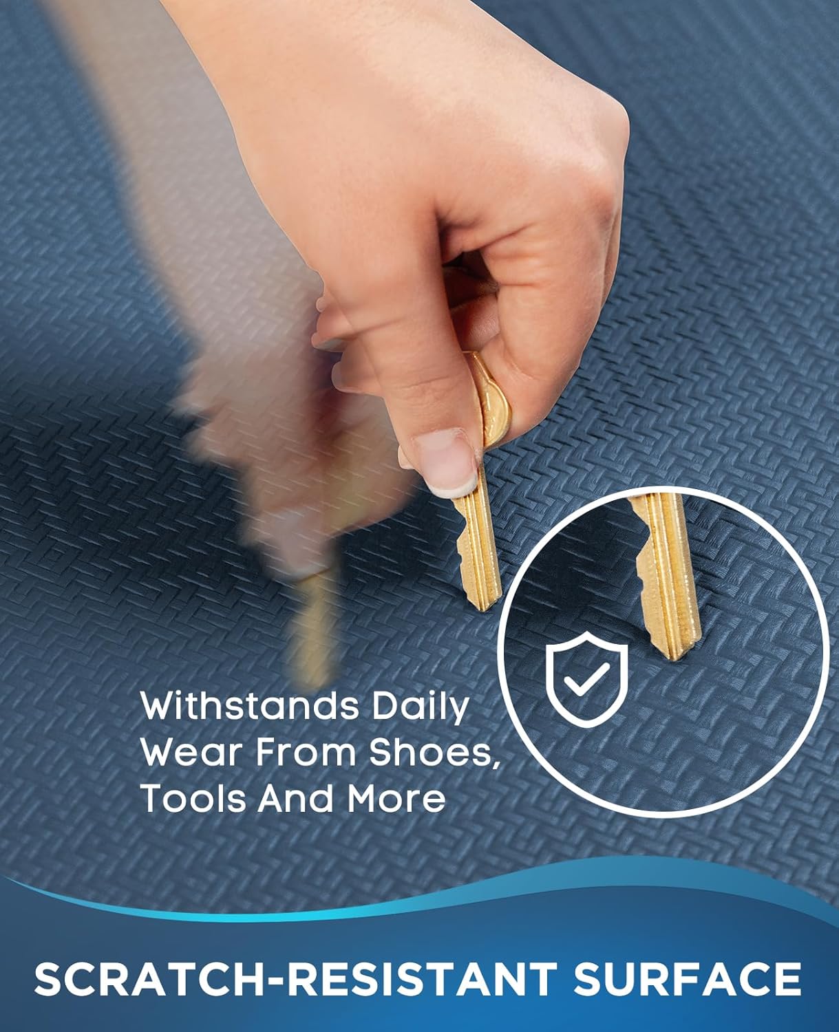 Ophanie Kitchen Mats for Floor, 3/4 Inch Thick Kitchen Rugs, 20'' x 60'' Anti Fatigue Standing Cushioned Mat, Waterproof,Comfort Ergonomic Mat for Office, Home, Sink,Blue Non-Slip Bottom