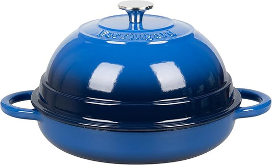 Cast Iron Enameled Dutch Oven Pot with Lid for Bread Baking, Bread Oven, 6 Quart, Blue