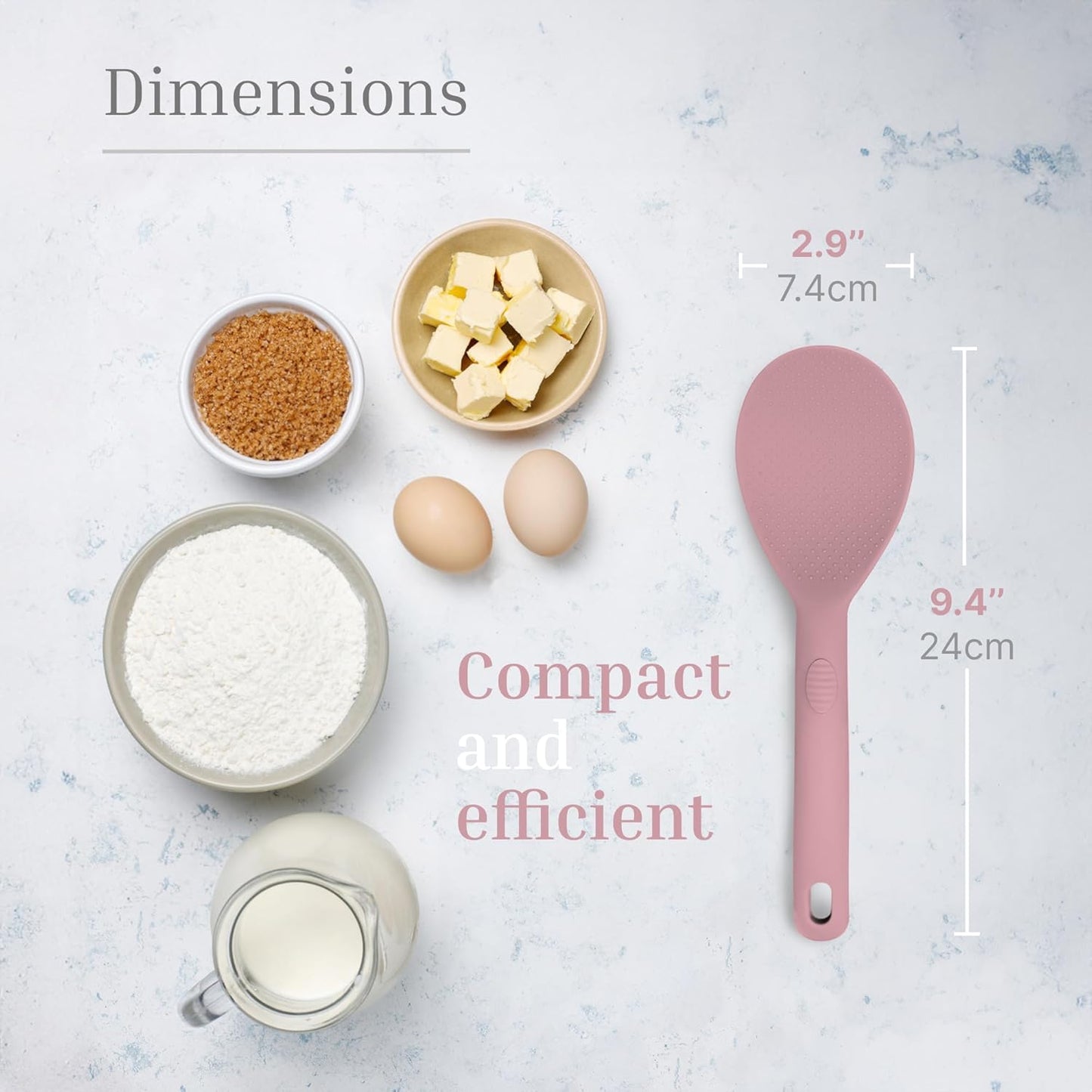 Silicone Rice Paddle Set – 2-Piece Set of Spoon Spatulas for Non-Stick Cookware – Kitchen Tools and Accessories with Comfortable Handles, Heat-Resistant Utensils for Cooking and Baking – Pastel Pink