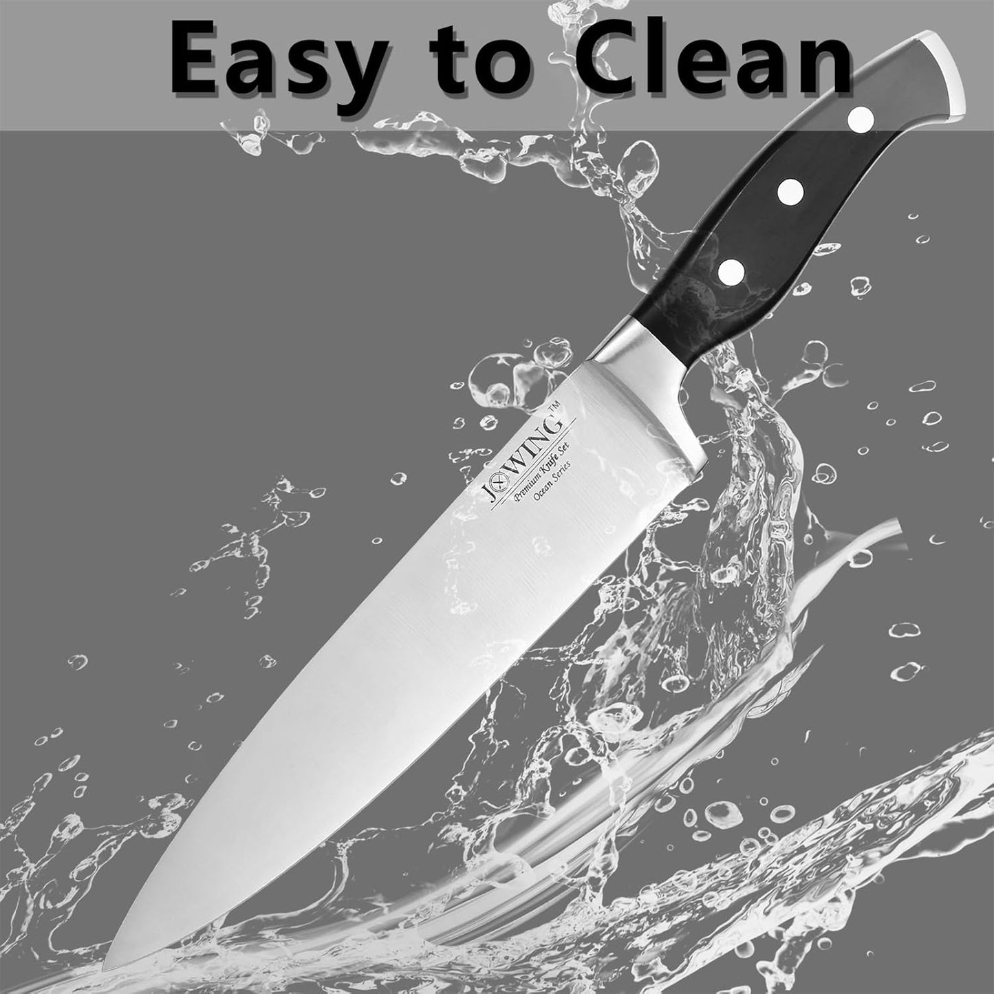 18-Piece Kitchen Chef's Knife Set Block Utensils Set with Peeler, German High Carbon Stainless Steel Razor-Sharp Blade with Ergonomic Handle, Professional Knife Block Set with Built-in Sharpener