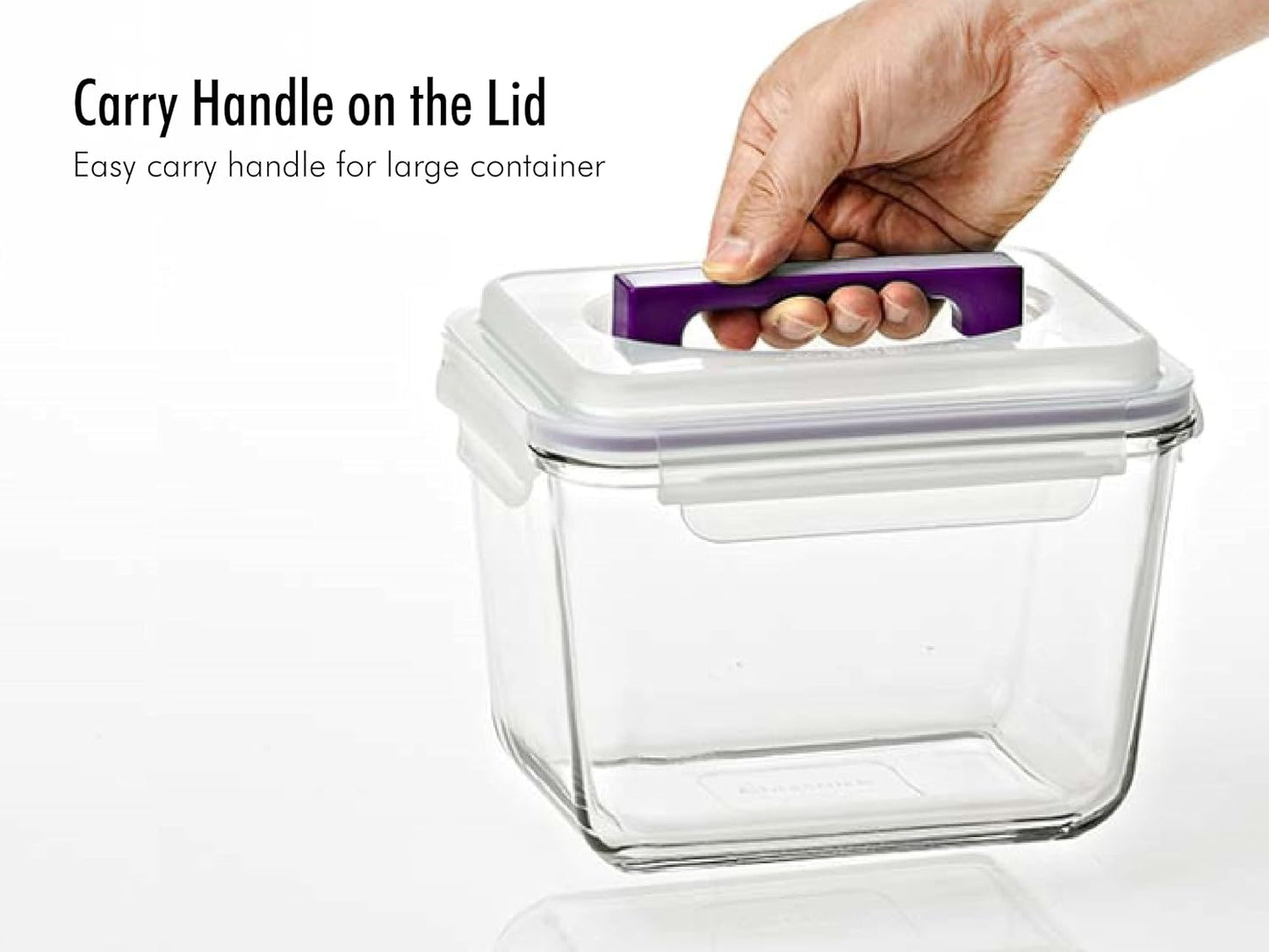 GLASSLOCK 91 Oz Glass Food Storage set of 2 – Large Capacity, Airtight & Leak-Proof, BPA Free Lid with Carry Handle, Microwave, Dishwasher, Fridge & Freezer Safe, Marinating, Sauce, Fruit Storage