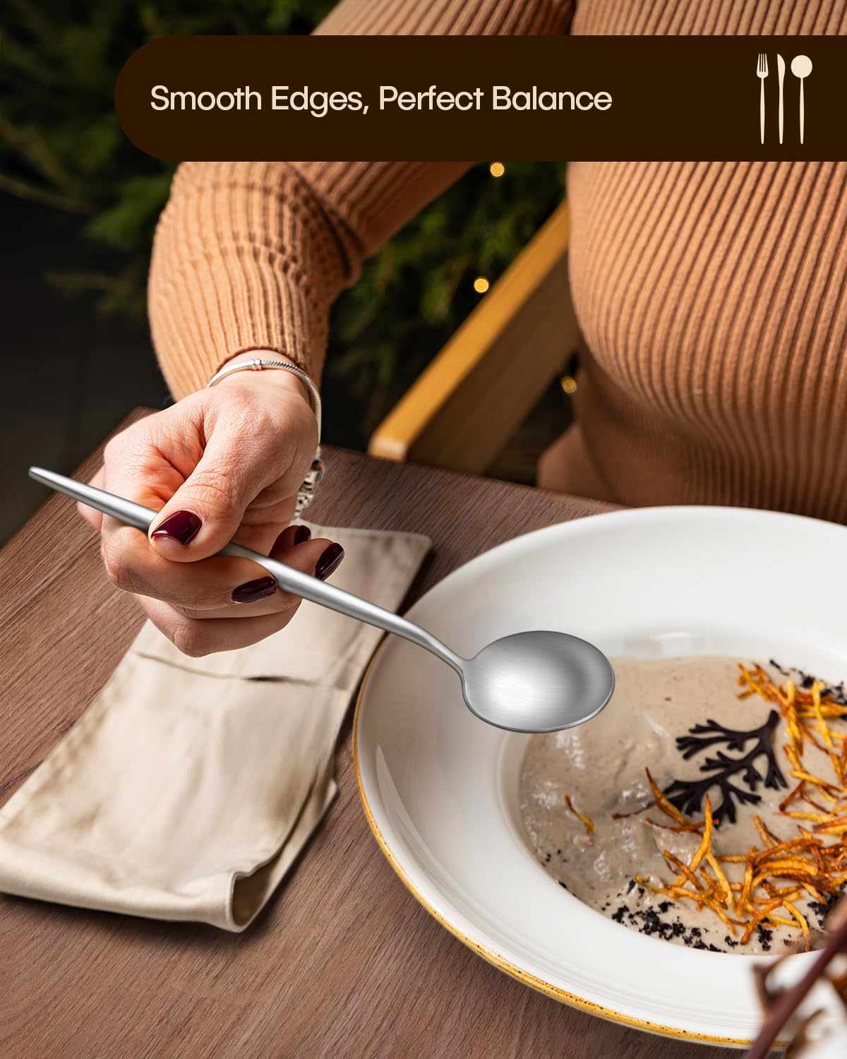 Stapava Matte Silverware Set for 6, 30-Piece Stainless Steel Flatware Eating Utensils Sets, Satin Finish Cutlery Include Forks Spoons and Knives Set for Home Restaurant Hotel, Dishwasher Safe