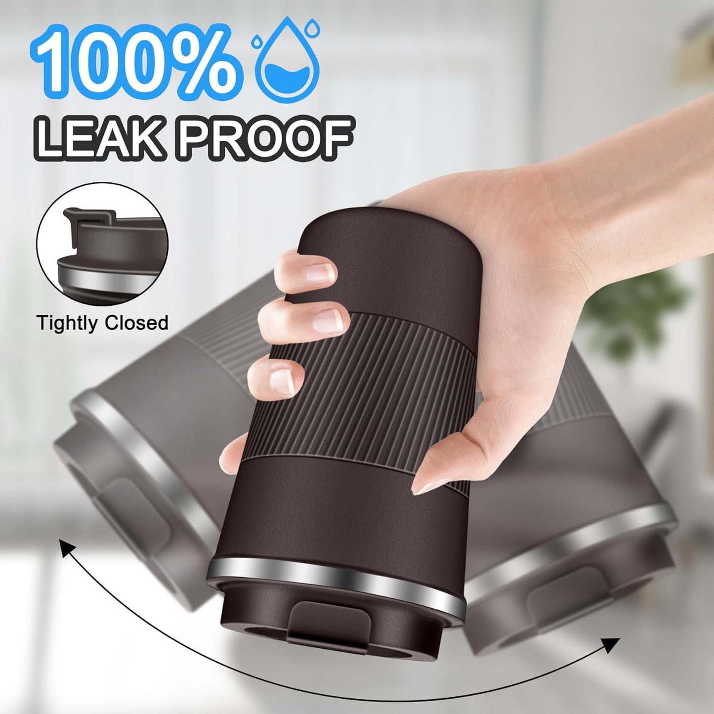 Coffee Travel Mug 12oz Insulated Coffee Mug with Lid Portable Spill-Proof Coffee Travel Mug No Handle Reusable Stainless Steel Mug Keeps Cold and Hot Suitable for Car, Daily, Travel and Gifts