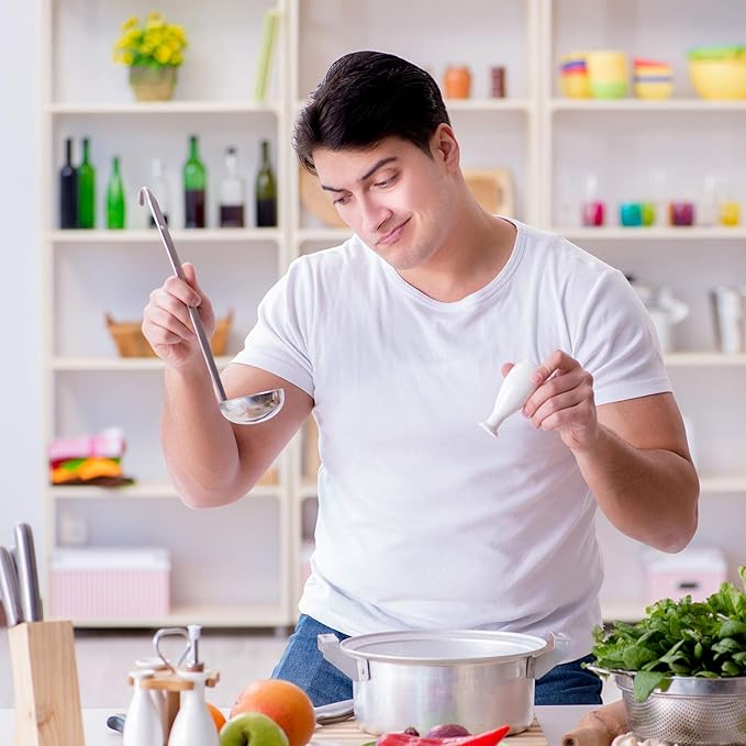 meekoo 3 Pieces Stainless Steel Ladle Soup Handle Ladle with Pouring Rim for Kitchen Cooking Soup Sauce(2 oz)