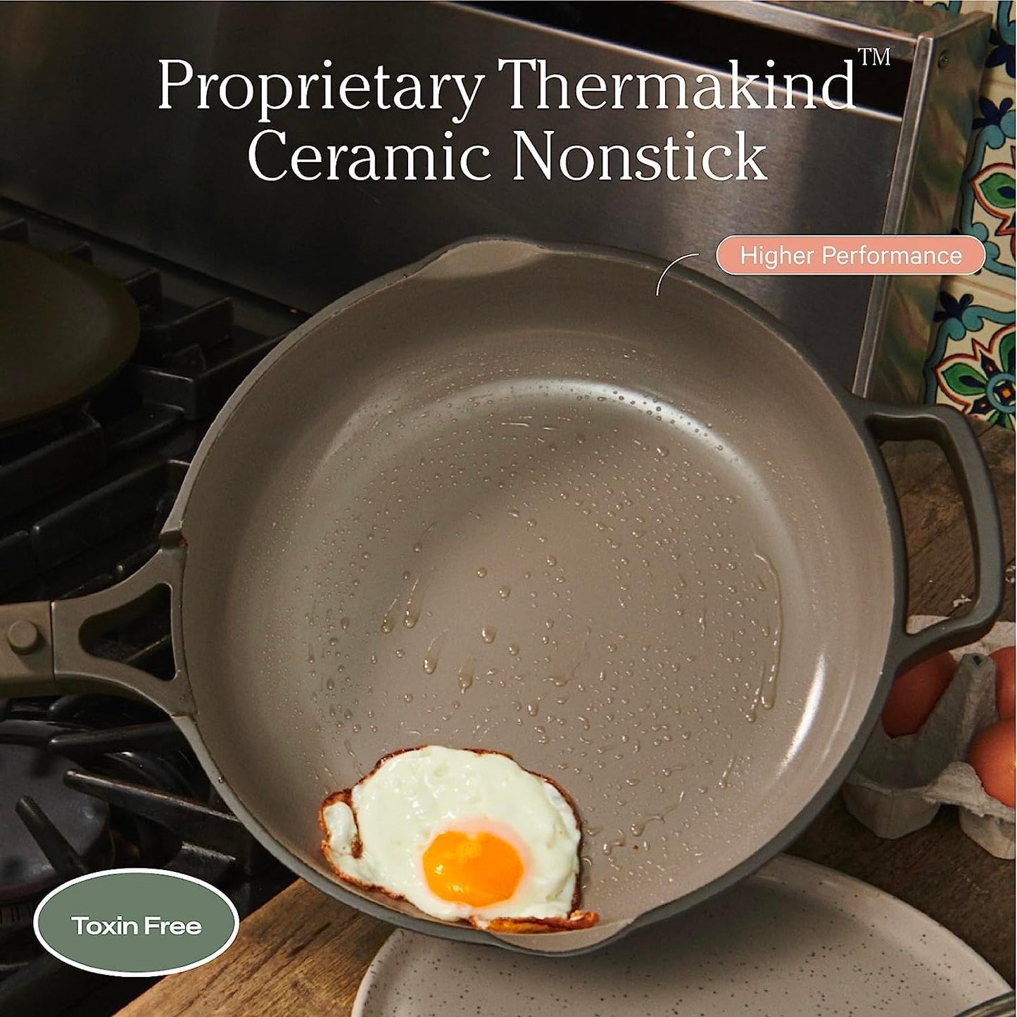 Our Place Mini Always Pan 2.0-8.5” (1.2 Qt) Nonstick, Toxin-Free Ceramic Cookware | Patented 10-in-1 Aluminum Frying & Sauté Pan | Safe for Oven, Induction & All Cooktops up to 450°F | Steam