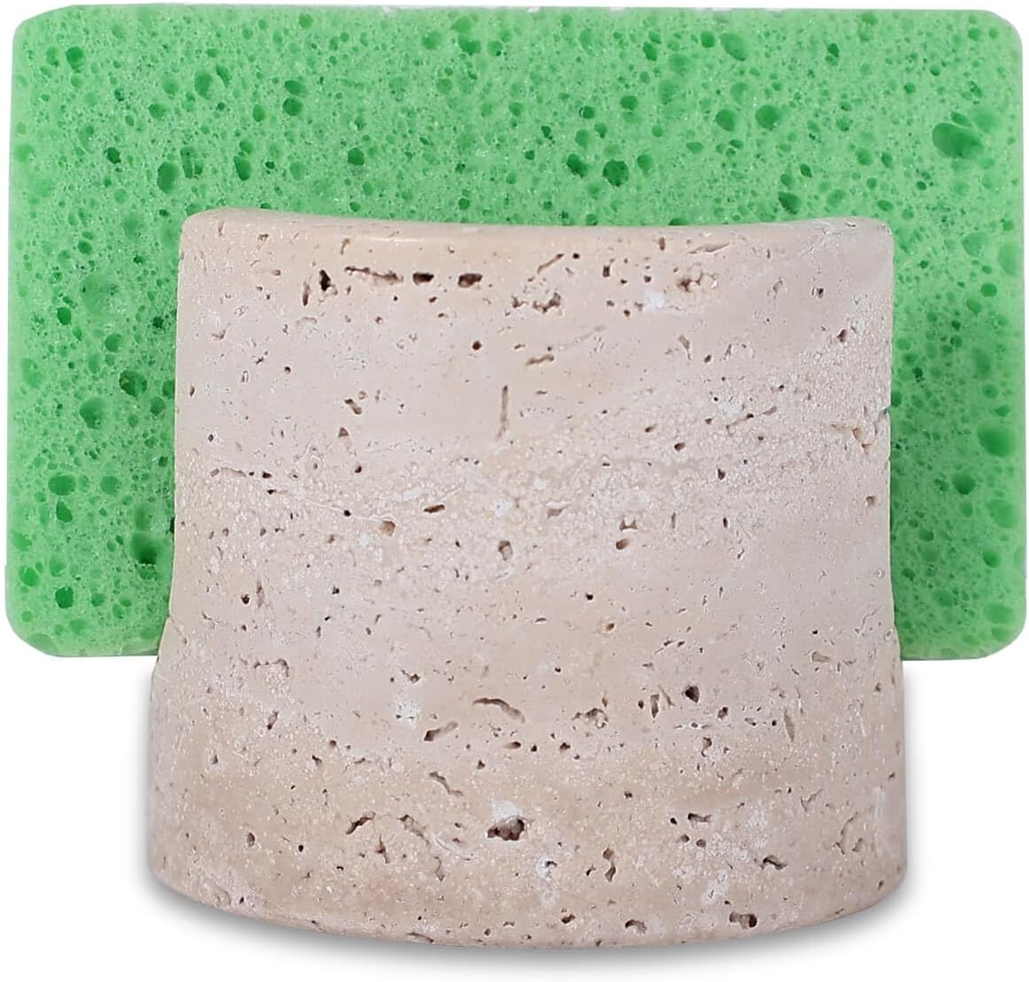 Travertine Marble Sponge Holder for Kitchen Counter - Natural Stone Dish Drying Rack, Sponge Caddy for Sink Organizer - Durable & Stylish Kitchen Decor