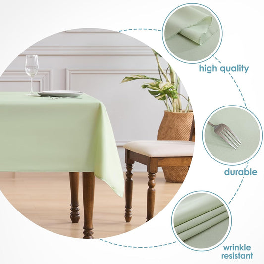 VidaFete Tablecloth 2 Pack 60 * 102inch Rectangle Table Cloth Polyester, Stain Wrinkle Resistant Polyester Dining Table Cover for Kitchen Dinning Party Wedding Tabletop Buffet Decoration(Sagegreen)