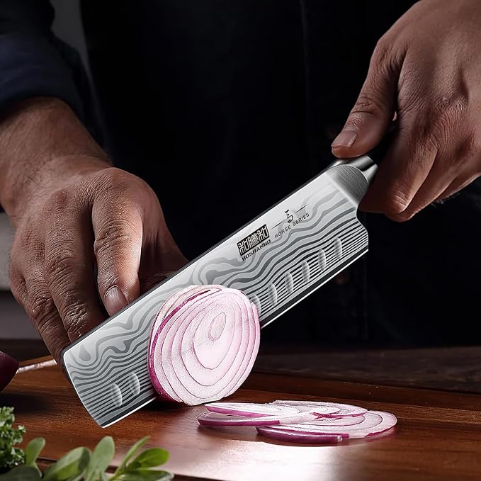 HOSHANHO 7 Inch Nakiri Knife, Japanese High Carbon Powder Steel Vegetable Cleaver Knife for Chopping, Razor Sharp Multipurpose Asian Chef Knife with Ergonomic Handle