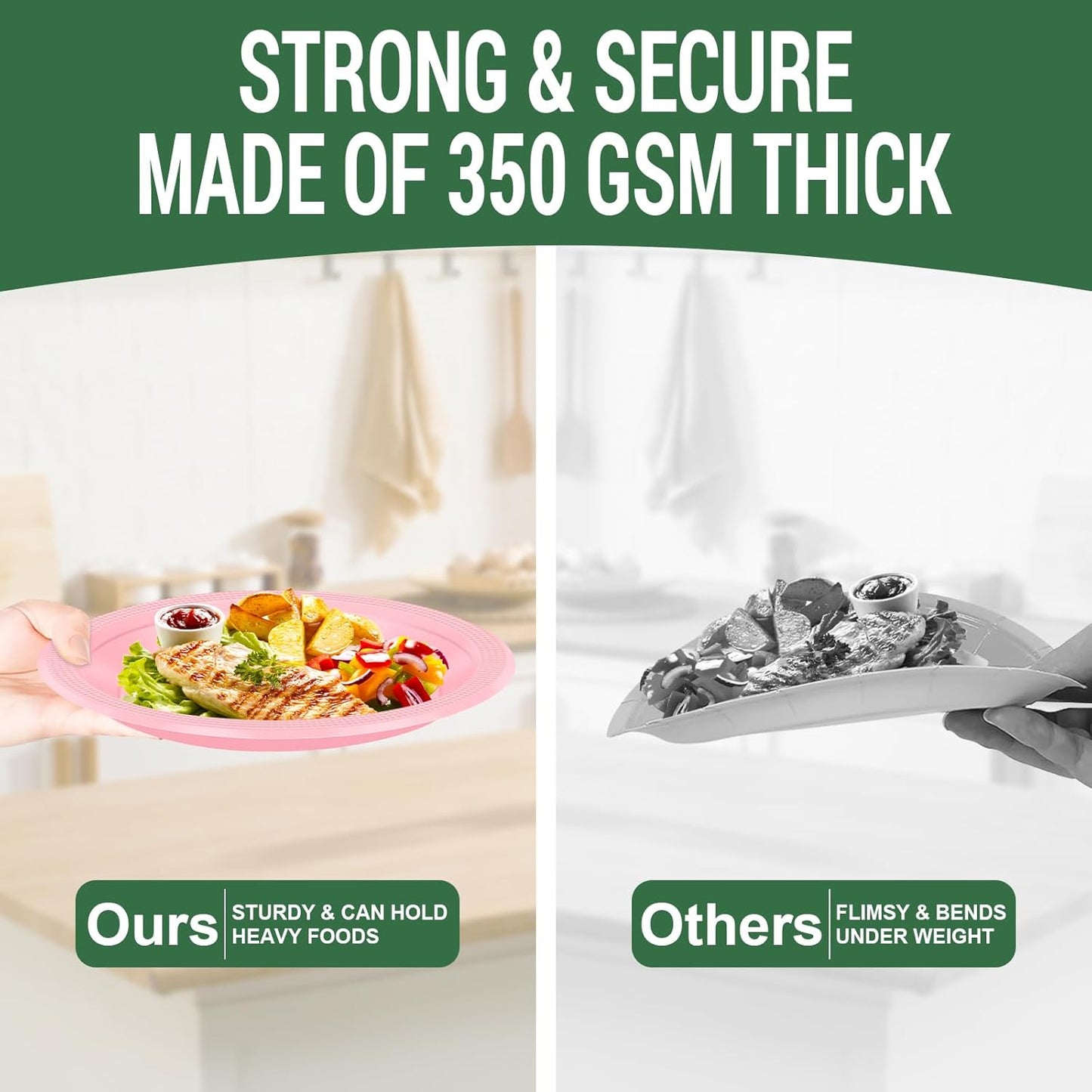 50 Pink Plastic Plates For Party, Includes 25-9" & 25-7" Cake Dessert Plastic Dinner Plates Disposable For Party Supplies